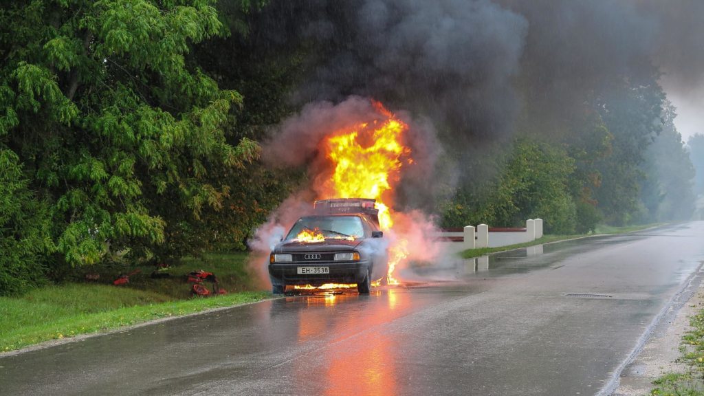 Burning Car, burn injury